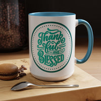 Thankful & Blessed Color Accent Coffee Mug (15oz)