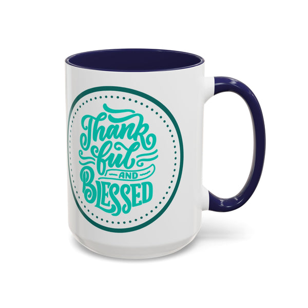 Thankful & Blessed Color Accent Coffee Mug (15oz)