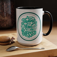 Thankful & Blessed Color Accent Coffee Mug (15oz)